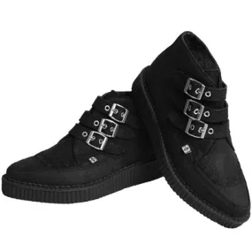 BLACK SUEDE 3 BUCKLE CREEPER BOOTS