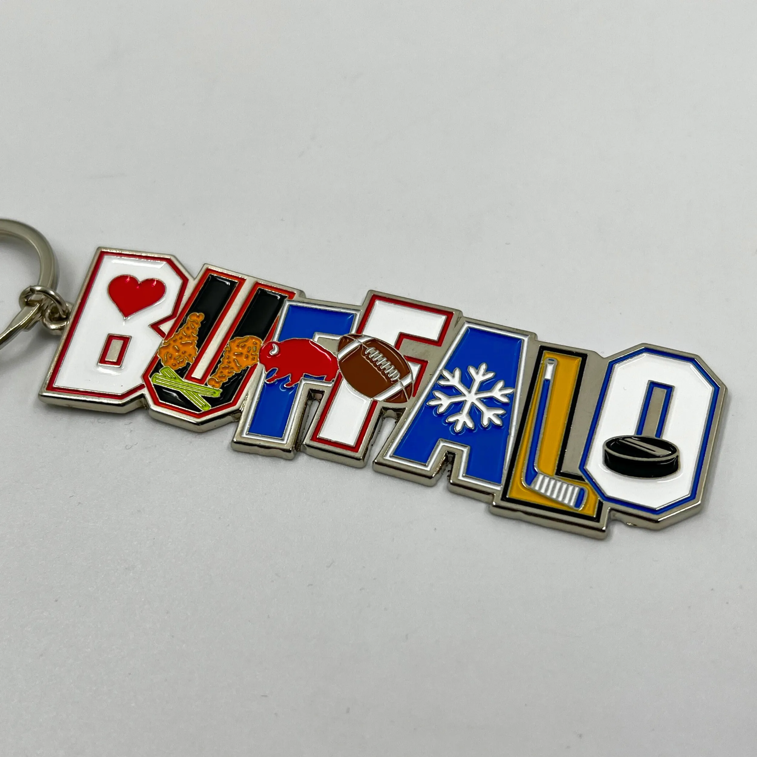 Buffalo With Icons Keychain