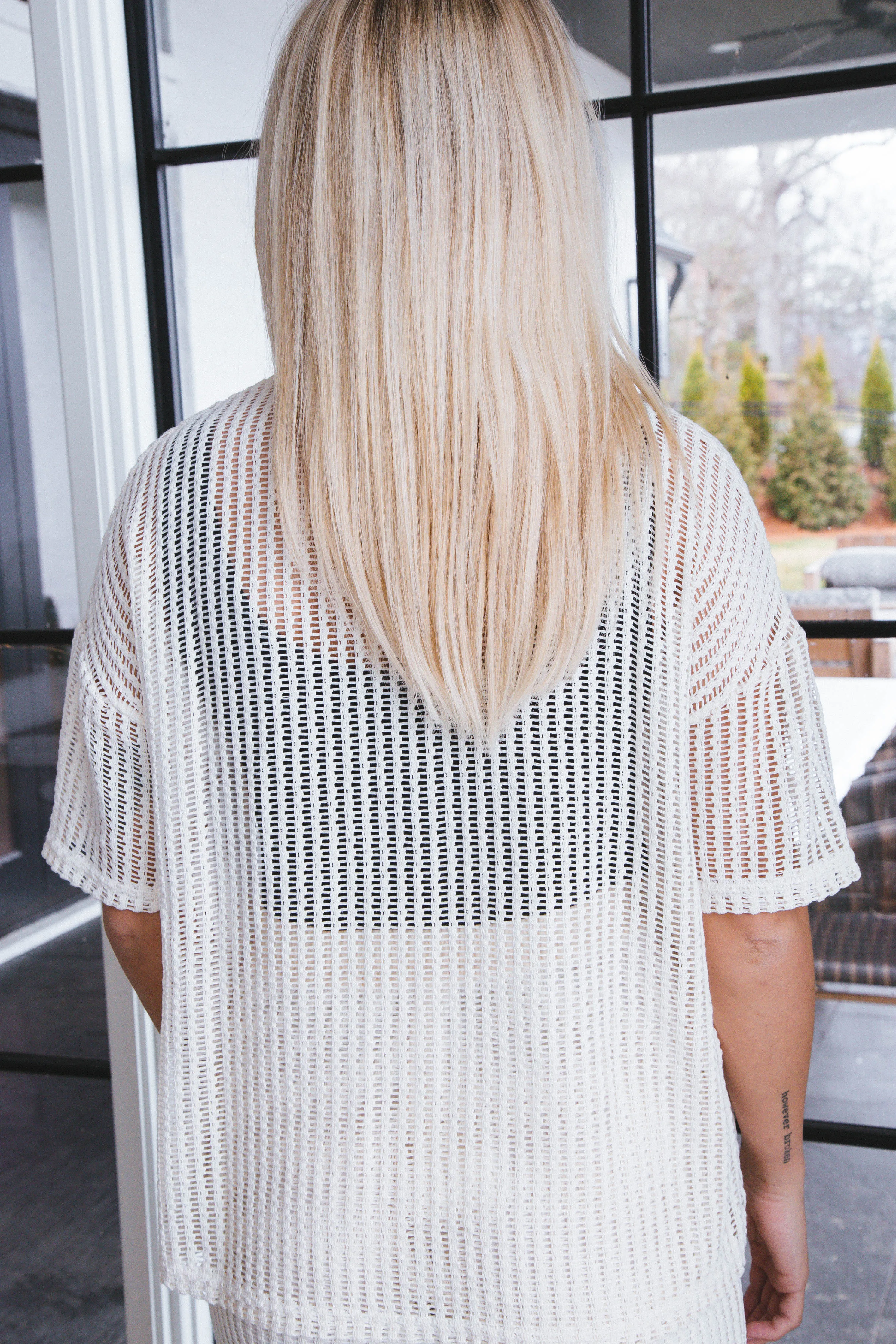Emma Open Knit Top, Natural