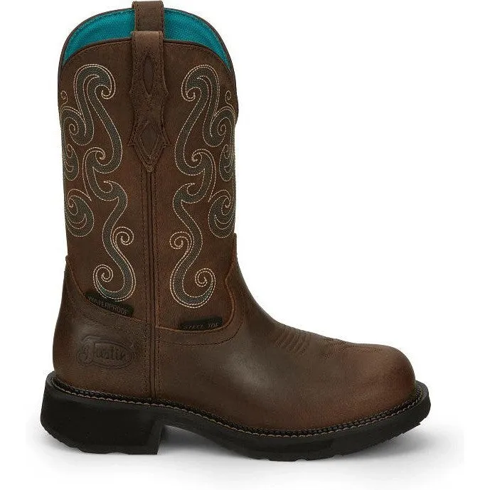 Justin Women's Tasha 11 ST WP Western Work Boot -Brown- GY9991