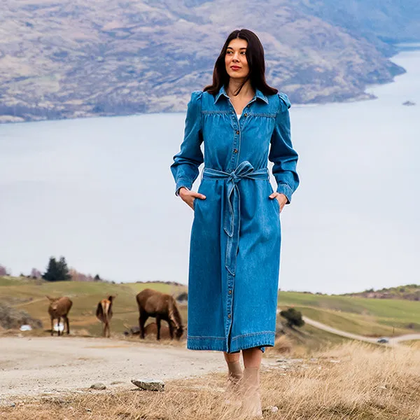 Lucinda Denim Shirt Dress - Mid Blue Wash