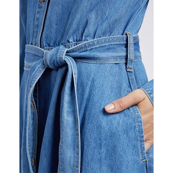 Lucinda Denim Shirt Dress - Mid Blue Wash