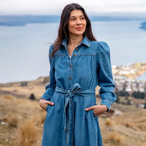 Lucinda Denim Shirt Dress - Mid Blue Wash