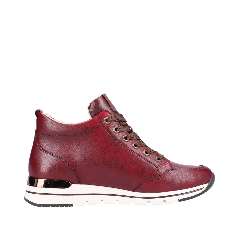 Remonte Ladies Trainer Boots Dark Red Laced Zip R6770-35 sale