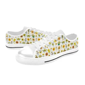 Sunflowers Graphic White Low Rise Women's Shoes up to size 12