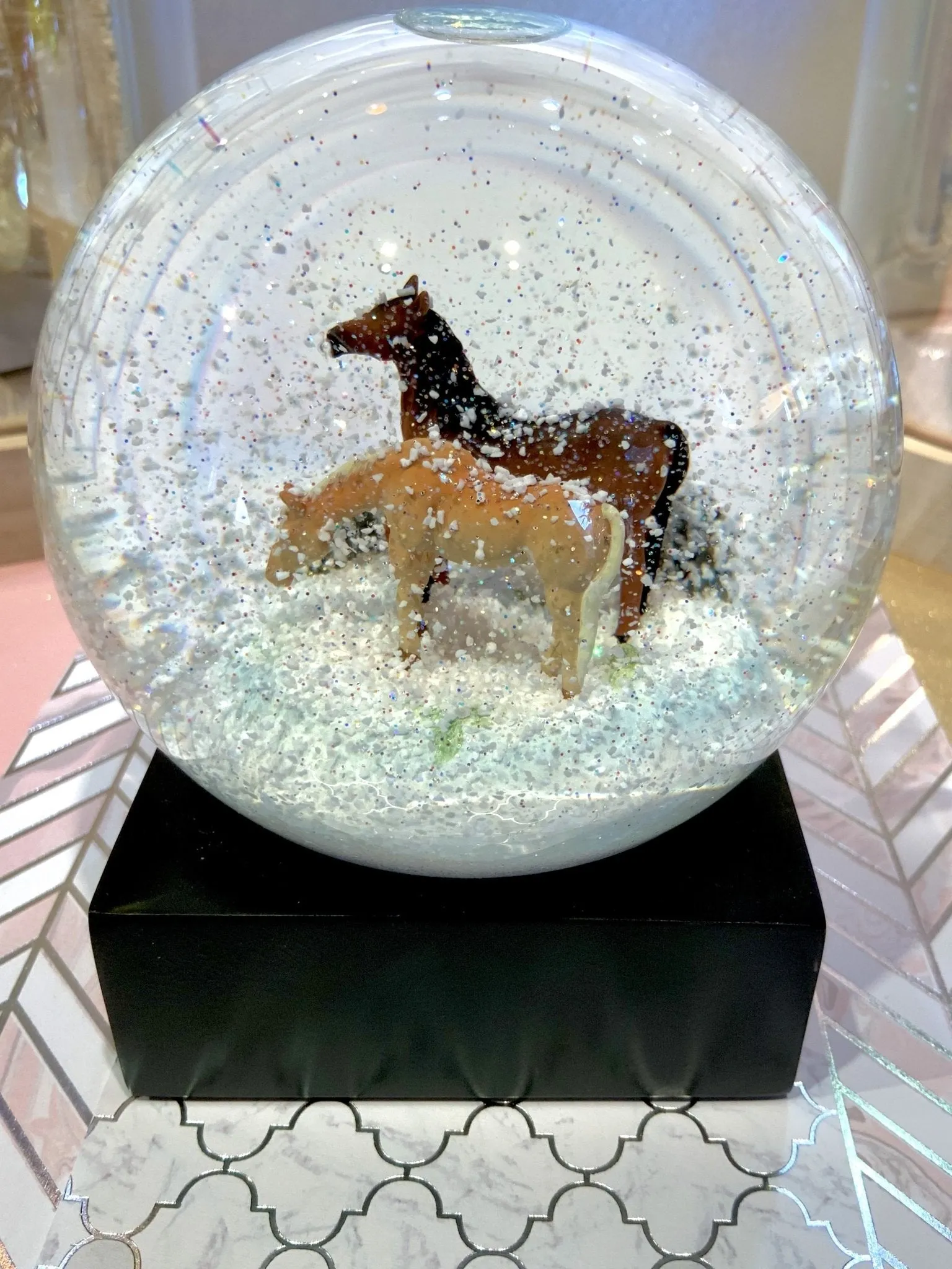 Two Horses Snow Globe
